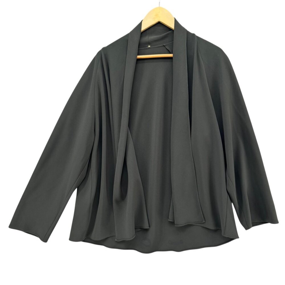 RTW Charleston Open Front Blouse Womens Olive Green Long Sleeve Flowy Top Sz XXL